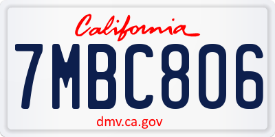 CA license plate 7MBC806