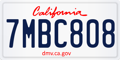 CA license plate 7MBC808