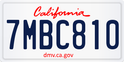 CA license plate 7MBC810