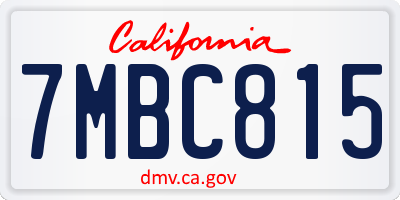 CA license plate 7MBC815