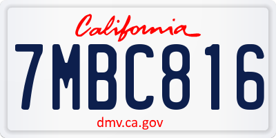 CA license plate 7MBC816