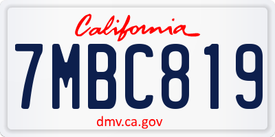 CA license plate 7MBC819