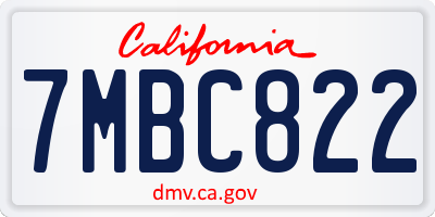 CA license plate 7MBC822