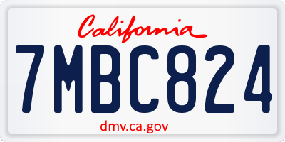 CA license plate 7MBC824
