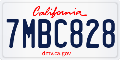 CA license plate 7MBC828