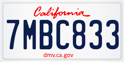 CA license plate 7MBC833