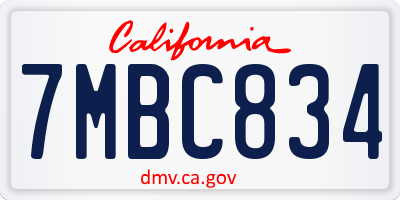 CA license plate 7MBC834