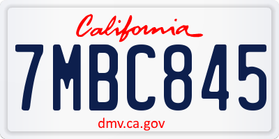CA license plate 7MBC845