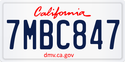 CA license plate 7MBC847