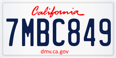 CA license plate 7MBC849