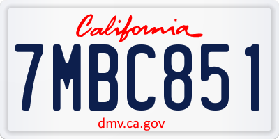 CA license plate 7MBC851