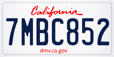 CA license plate 7MBC852