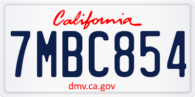 CA license plate 7MBC854