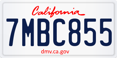 CA license plate 7MBC855