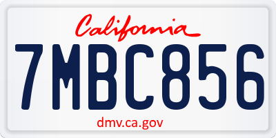 CA license plate 7MBC856