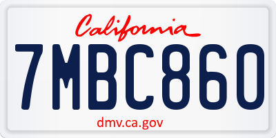 CA license plate 7MBC860