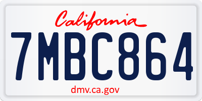 CA license plate 7MBC864