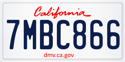 CA license plate 7MBC866
