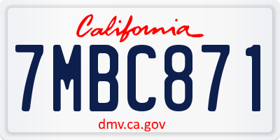 CA license plate 7MBC871