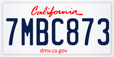 CA license plate 7MBC873