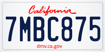 CA license plate 7MBC875