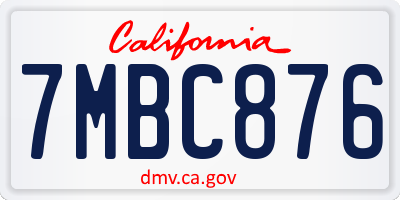 CA license plate 7MBC876