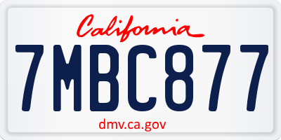 CA license plate 7MBC877