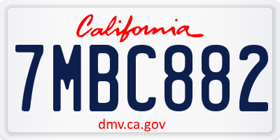 CA license plate 7MBC882