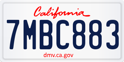 CA license plate 7MBC883