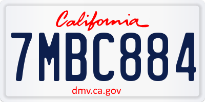 CA license plate 7MBC884