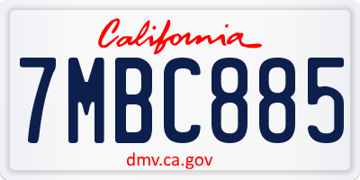 CA license plate 7MBC885