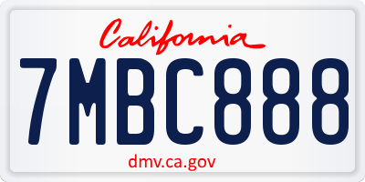 CA license plate 7MBC888