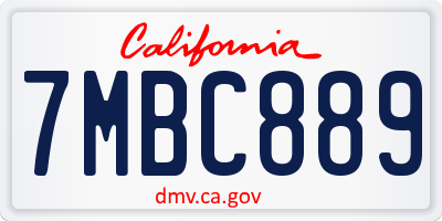 CA license plate 7MBC889