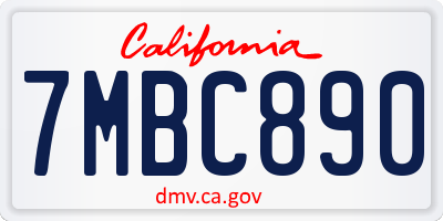 CA license plate 7MBC890