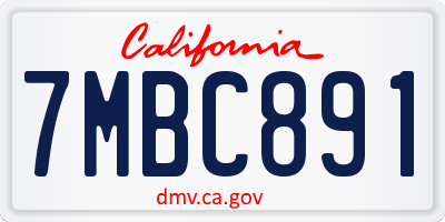 CA license plate 7MBC891