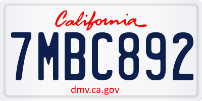 CA license plate 7MBC892