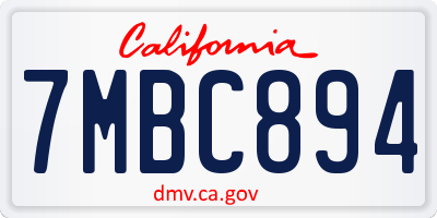 CA license plate 7MBC894