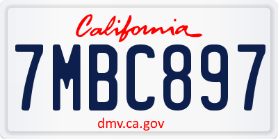 CA license plate 7MBC897