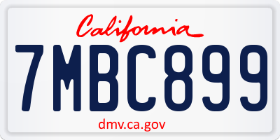 CA license plate 7MBC899