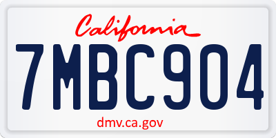 CA license plate 7MBC904