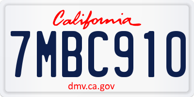 CA license plate 7MBC910