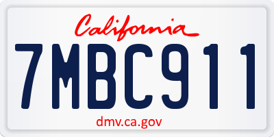 CA license plate 7MBC911