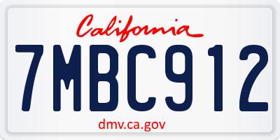 CA license plate 7MBC912