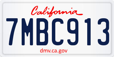 CA license plate 7MBC913