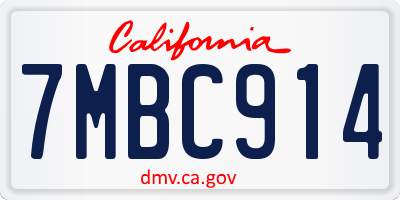 CA license plate 7MBC914