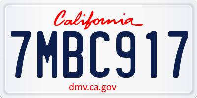 CA license plate 7MBC917