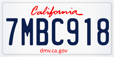 CA license plate 7MBC918