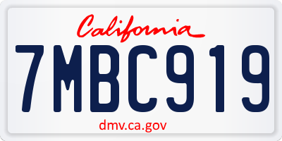 CA license plate 7MBC919
