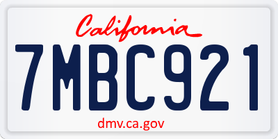 CA license plate 7MBC921