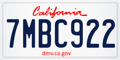 CA license plate 7MBC922